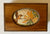 Vintage Hand Carved Wood Box w/ Inset English Woven Silk of a Hummingbird & Trumpet Honeysuckle