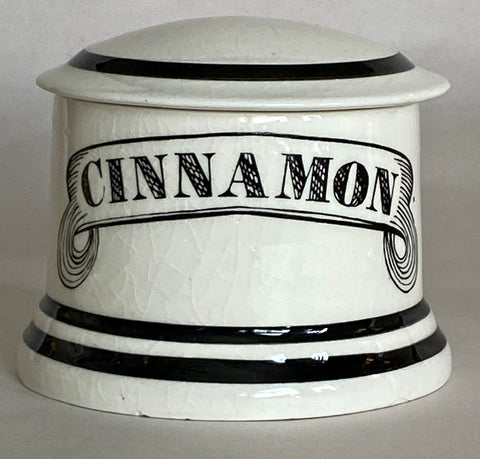 Vintage English Black Transferware  Advertising Cinnamon Pot