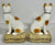 Vintage Pair 8" Caramel Spotted Staffordshire Cat Figurines on Green Tassel Pillow Base