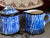 Blue and White Spongeware Coffee Pot Sugar & Creamer
