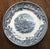 Rare Antique English Grey / Black Transferware  Charger / Plate Pastoral Grazing Sheep Scrolls Castle