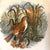 Antique Pratt Cauldon Great Reed Warbler Bird & Nest Brown Transferware Plate Relief Border
