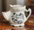 English Black Transferware Scuttle Shaving Mug Cup w/ Fishing & Cottage Scenes