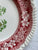 Spode Copeland Merriemount Indented Plate RARE Garden scenery Red & Green BiColor Transferware