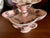 Circa 1835 VERY Rare Pink Brown Two Color Transferware Tidbit Stand Etruscan Festoon Ridgway