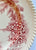 Pink Red Toile TRANSFERWARE 10” Plate Castle on Lake Foxgloves Roses