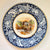 Blue  Transferware Plate w/ Hand Painted Horse & Cart scene
