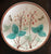 Antique Majolica Charger Platter Pink Greens Wildflowers & Butterflies