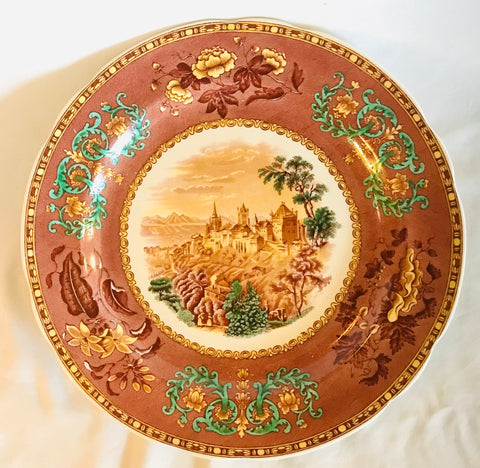 RARE Spode Copeland Italian Scene Camilla Polychrome Brown Plate