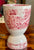 Red Transferware English Double Egg Cup Rural Scenes Farm Cows Pigs