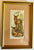 Vintage English Woven Silk Red Fawn Deer Matted & Gold Frame