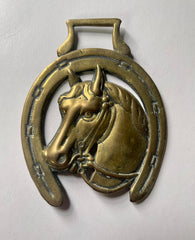Vintage / Antique Brass Horse Head Harness Medallion
