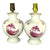 PAIR Antique Transferware Lamps River Trees & Mountains Wired & Work - Purple Pinkish