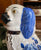 Vintage Pair Blue Transfer Floral Chintz English Staffordshire Dogs