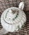 Vintage Staffordshire Green Transferware Teapot English Tea Pot Charlotte Victorian Basket of Flowers