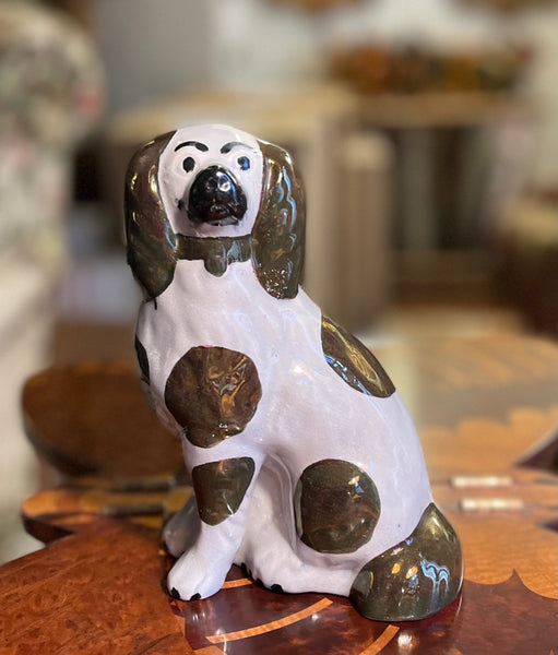 Vintage Copper Gold Lustre Spotted English Staffordshire Dog