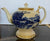 1904 Transferware Cobalt Blue and White Teapot Highland Cattle Scottish Sheep