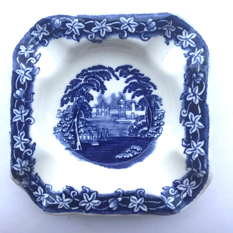 Blue Transferware Masons Vista Square Ashtray Coaster or Spoon Rest