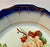 Flow Blue Tab Handled Octagon Platter w/ Painted Peach & Cream Roses * Gilded Accents