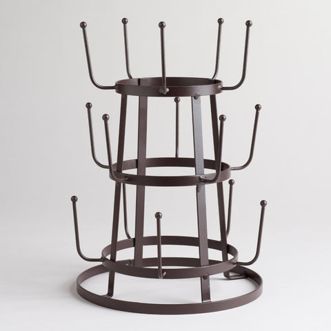 Vintage Style Industrial French Farmhouse Iron Mug / Cup / Glass Bottle Organizer Tree Drying Rack Stand