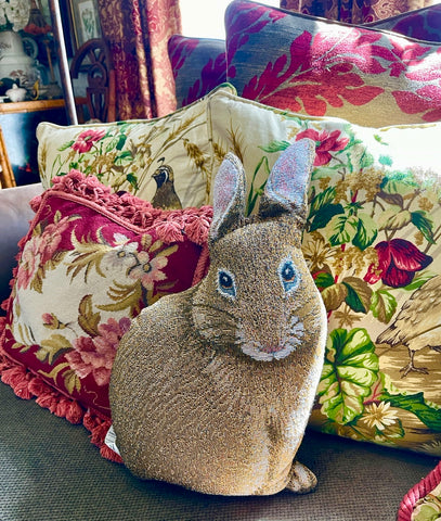 New Antique Style Figural Shaped ๐ Rabbit Pillow Dual Side / Reversible