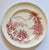 Pink Red Toile TRANSFERWARE 10” Plate Castle on Lake Foxgloves Roses