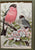 Vintage English Woven Silk Bullfinch Birds & Blossoms Picture Framed & Matted