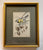 Vintage English Woven Silk Great Tit Bird Framed & Matted
