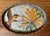 Vintage Hand Carved Wood Box w/ Inset English Woven Silk of a Hummingbird & Trumpet Honeysuckle