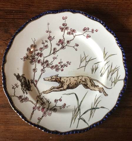 Antique Royal  Doulton Plate French Dog Rabbits Hunt Scene La Chasse