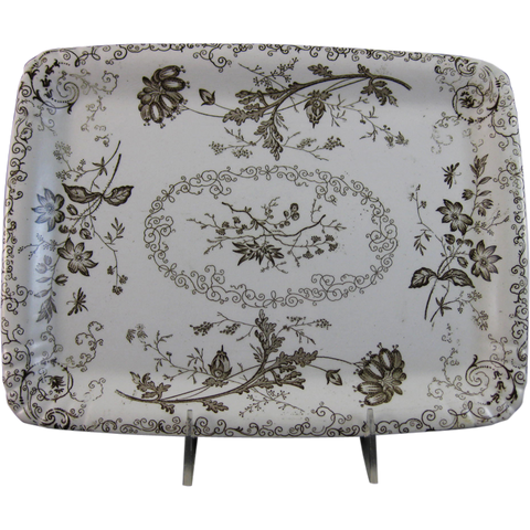 English Victorian Chelsea Brown Transferware Platter Aesthetic Movement P B & S