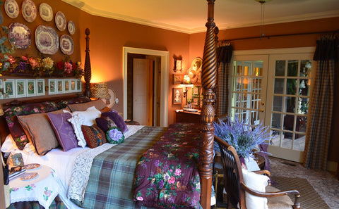 Ralph Lauren Surrey Garden Tattersal Purple Tan Twin Flat Sheet Windowpane Plaid Aubergine