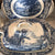 Antique Blue & White RARE Soup Tureen Ladle & Platter Woods Woodland Pastoral Horse & Plough Dog Farmhouse