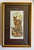 Vintage English Woven Silk Red Fawn Deer Matted & Gold Frame