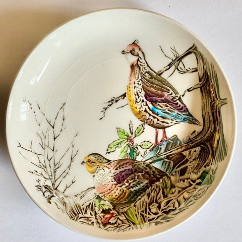 Vintage English Transferware Coaster 3” Mini Plate Johnson Bros Partridge