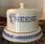 Antique English Blue & White Transferware Ironstone CHEESE Dome & Dairy Slab