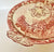 1930 Red Transferware Tureen Covered Dish Casserole Finial Rose Handle w/ Pastoral Scenery Wood and Sons