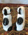 Tiny Pair Black & White Staffordshire Spaniel Wally Dog Figurines  - English Country Decor