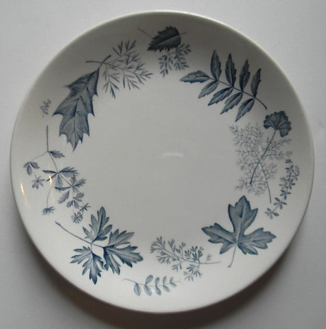 Vintage English Transferware Botanical Plate Slate Blue Autumn Leaves Leaf Woodland Plate