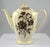 Dark Chocolate Brown Tudor Roses Rosebuds Vintage English Transferware Teapot Coffee Pot