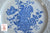 Square Embossed Vintage Blue Toile Transferware Charlotte Tab Handled Tray / Platter Basket of Roses