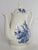 Vintage English Blue and White Transferware Teapot Coffee Pot Basket of Fruits and Flowers