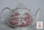 Pink / Red Toile Ironstone Transferware Tea Pot Teapot Tonquin English Waterfall Swans Sailboat