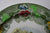 Antique Green English Transferware Handpainted Fish Plate w/ Roses Border Woods Ware