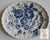 Vintage Blue Toile Transferware Platter Bouquet of English Cabbage Roses 14"