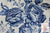 Vintage Blue Toile Transferware Platter Bouquet of English Cabbage Roses 14"