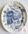 Vintage Blue Toile Transferware Platter Bouquet of English Cabbage Roses 14"