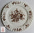 13.75" Brown & White Transferware Round Cake Platter Basket of Fruits & Flowers