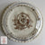 13.75" Brown & White Transferware Round Cake Platter Basket of Fruits & Flowers