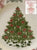 Red / Pink & Green Transferware Mug Cup Christmas Tree w/ Ribbons & Toys Underneath